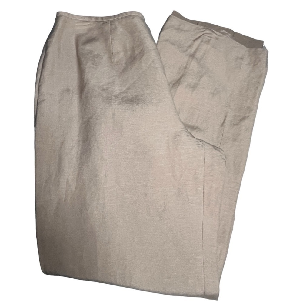 Kasper‎ Linen Dress Pants Beige Tan Size 8 Flat Front Work Slacks